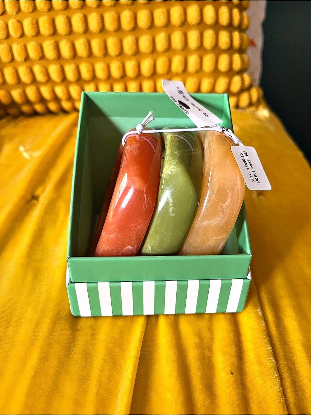 piper-k Resin Bangle Bracelet Set Orange & Green NWT